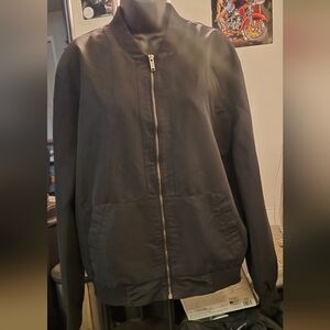 Michael Kors Men's Black Bomber Jacket with Silver Zip